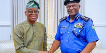 Oyetola hosts new Police IG Disu, discusses maritime security gaps