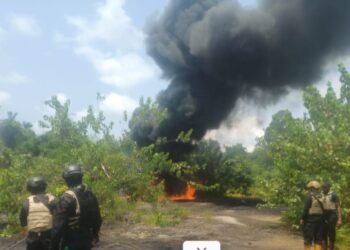 Navy destroys illegal crude oil storage site in Rivers