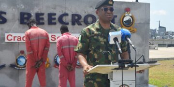 NNS Beecroft hands over three suspected stowaways to Immigration Service in Lagos