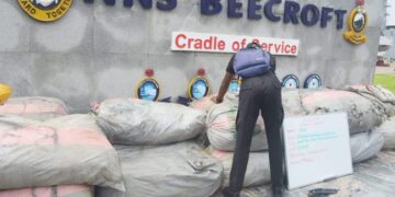 NNS Beecroft hands over 18 bags of seized Cannabis sativa to NDLEA