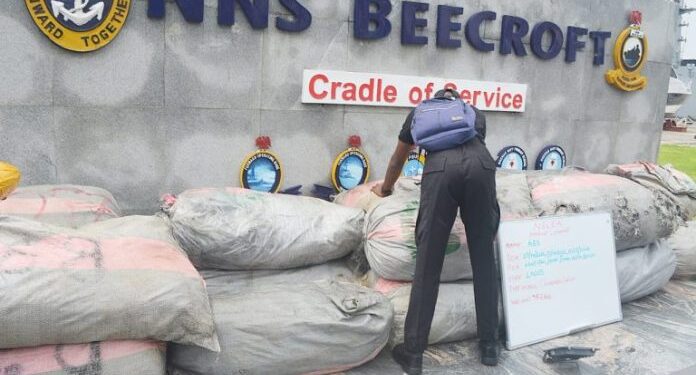 NNS Beecroft hands over 18 bags of seized Cannabis sativa to NDLEA