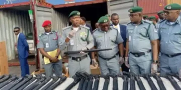 Customs intercepts 20-foot container carrying pump-action rifles, arrests 2 suspects